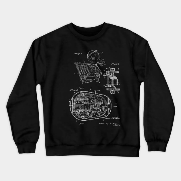 Novelty Toy Duck Vintage Patent Hand Drawing Crewneck Sweatshirt by TheYoungDesigns